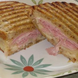 Grilled Ham and Cheese Sandwich With Fresh Pears