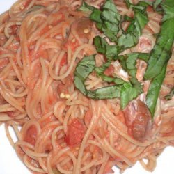 Spaghetti With Eggplant and Goat Cheese