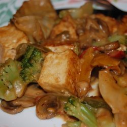 Spicy Stir Fry Tofu With Peanut Sauce W/ Snow Peas and Mushrooms