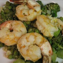 Lemony Sauteed Shrimp With Broccoli and Peas