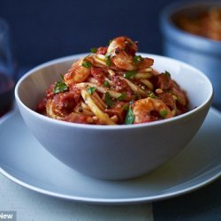 Sweet potato gnocchi with tomato and prawn sauce