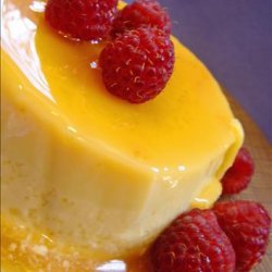 Vanilla Flan With Raspberries