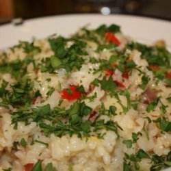 Risotto With Artichoke Hearts, Prosciutto, and Red Bell Pepper