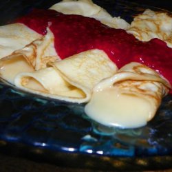 French Cream Crepes With Raspberry Sauce