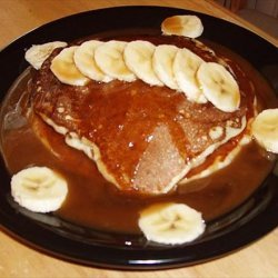 Banana Yogurt Pancakes With Peanut Butter Maple Syrup