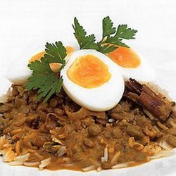 Egg and Lentil Curry With Coconut and Pickled Lime