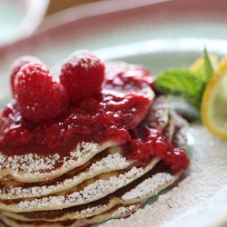 Lemon & Ricotta Pancakes With Raspberry Sauce