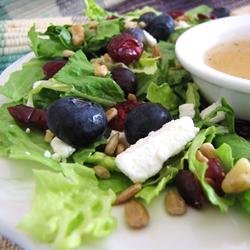 Deliciously Sweet Salad with Maple, Nuts, Seeds, Blueberries, and Goat Cheese