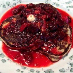 Honey & Buttermilk Buckwheat Pancakes W/cherry Rhubarb Sauce