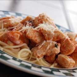 Basil Chicken over Angel Hair Pasta