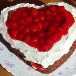 Heart Shaped Chocolate & Cherries & Cream Cake
