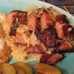 Grilled Kielbasa Wth Sauerkraut and Onions