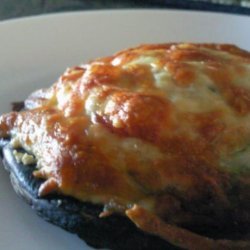 Bacon & Mozzarella Topped Portabella Mushroom With Pesto