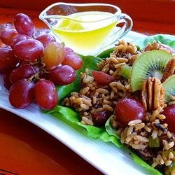 Nutty Wild Rice Salad with Kiwifruit and Red Grapes