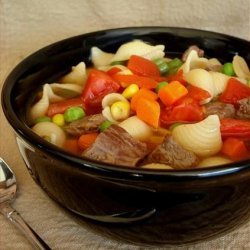 Beef and Pasta Confetti Soup