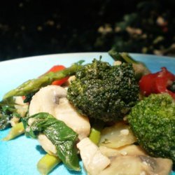 Bea's Shrimp and Green Veggie Stir Fry With Mushrooms