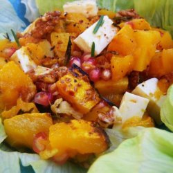 Salad of Warm Butternut Squash, Pomegranate and Greens