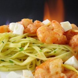 Tagliatelle With a Simple Sweet Tomato Sauce and Shrimps
