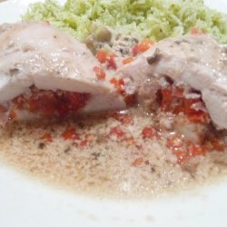 Ham Stuffed Chicken Breast on Savoury Rice