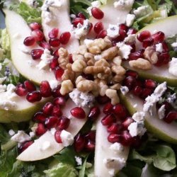 Pomegranate Pear and Arugula Salad