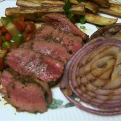 Cowboy Coffee Rubbed Steak W/Fresh Chopped Veggie Salad