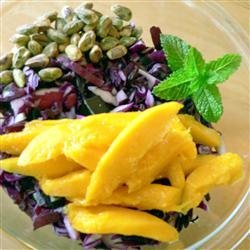 Red Cabbage Mango Pistachio Salad