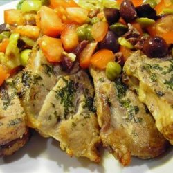 Turkey Cutlets with Tomato-Olive Relish