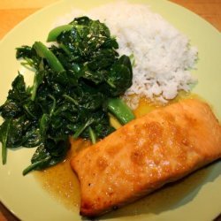 Baked Maple-Glazed Salmon With Wilted Spinach