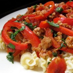 Rigatoni With Sausage and Red Pepper Strips Yummy!