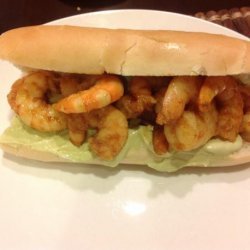 Spicy Shrimp Po' Boy With Chipotle Avocado Mayonnaise