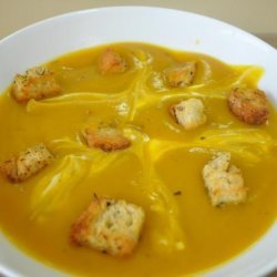 Roasted Butternut Squash Soup With Crispy Croutons