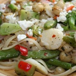 Linguini and Scallops Ala Greek