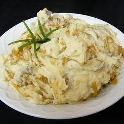 Caramelized Onion and Horseradish Smashed Potatoes