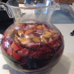 Punch Bowl Sangria With Fruit Juice Cubes