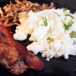 Scrambled Egg Whites W/ Shiitake Mushrooms and Turkey Bacon