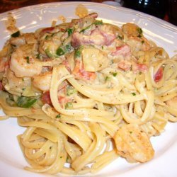 Shrimp and Pasta in a Tomato-Chile Cream Sauce