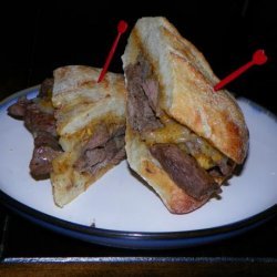 Steak and Havarti Sandwich With Pistachio Pepper Pesto