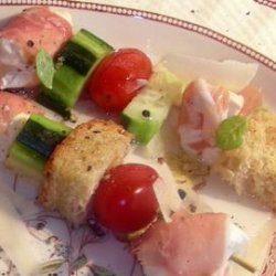 Mozzarella, Prosciutto and Tomato Skewers, Super Easy!