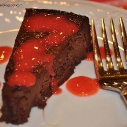 Chocolate Truffle Cake With Strawberry Sauce