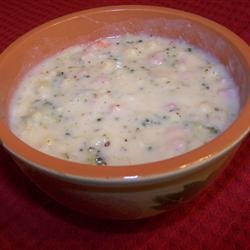 Potato, Ham, Broccoli and Cheese Soup with Baby Dumplings