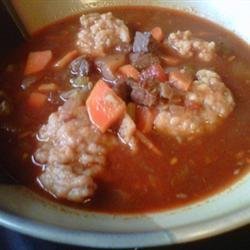 Beef and Wine Soup with Dumplings