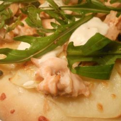 Salmon, Potato and Caper Pizzas