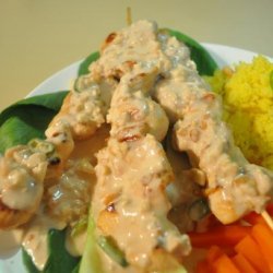 Crocodile or Chicken Skewers With Cashew Nut Satay
