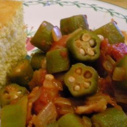 Mom's Not Slimy Stewed Okra