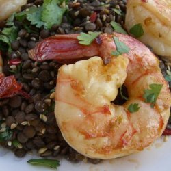 Garlic Prawns With Asian Puy Lentils