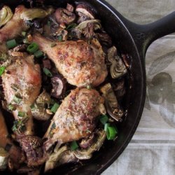 Skillet Chicken With Artichokes and Mushrooms