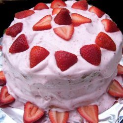 Rich White Cake With Strawberry Frosting