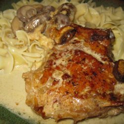 Stuffed Pork Chops in Mushroom Cream Sauce