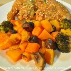 Lemony Roasted Butternut Squash, Mushrooms, Broccoli, Carrots