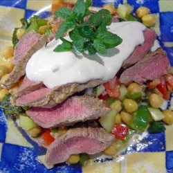 Mediterranean Lamb on Chickpea and Tomato Salad